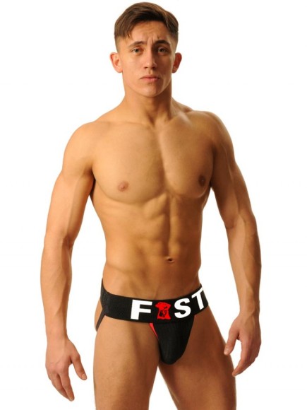 Джоки мужские Fist Logo Jock • Black, черные стринги для анального секса